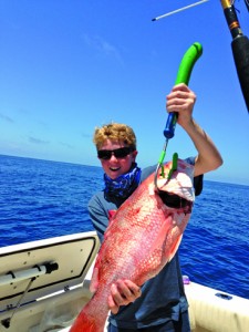 Sam Williams, age 12, with a fine Bahamian snapper
