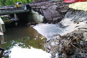 On June 26 the dam broke at the Willowbranch Creek construction site, a week after the project was cited for failure to maintain erosion and sediment controls – Photo by Jimmy Orth