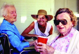 Porch party in 2002 with Thelma McCoy and Margaret Watson