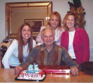 Celebrating a milestone birthday with their father are Richard’s daughters Lorese Baker, Lisa Salsburg and Richelle Owens.