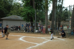 Baseball action on a recent Saturday afternoon.