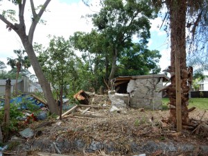 Ruination lies behind homes near Hendricks Avenue