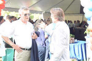 Dr. Joseph Tepas of Riverside speaks with Curry Pajcic of Ortega during the 30th anniversary celebration of TraumaOne Flight Services. Tepas, who is now Chief of Pediatric Trauma at UF Health Jacksonville, was one of three pioneers of the program.