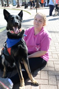 Olivia Brooks and her companion Apollo, a service dot with INCTA or International Canine Training Academy.