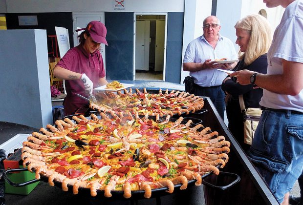 Three-foot round paellas were served at the U.S. Independence Day party.