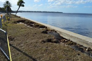 The bulkhead in Riverfront Park was severely damaged during Hurricane Matthew in early October.