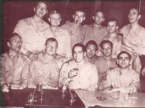 Medical officers at Pratt General Hospital in Coral Gables holding a bachelor party for Dr. Richard Skinner (top, second from left)