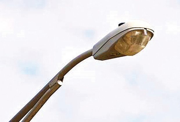 High-pressure sodium lights such as this are being replaced by LED street lights.