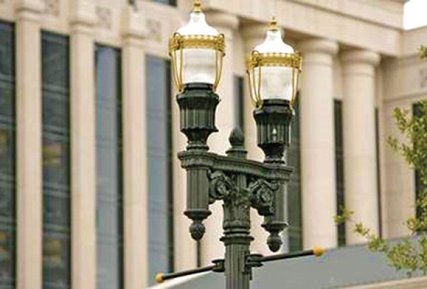 LED lights will be used in decorative acorn fixtures in the historic districts.
