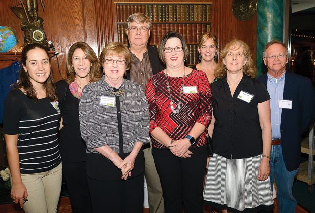 Marie-Claire Levy with CISV Chapter President Lynn Buff, Vickie and David Breedlove, Kathleen Slama, Leah Donelan, Joy Eckert and Tom Price