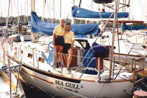 Rosalee and Clark Connor on their 34-foot sailboat, Sea Gull, near Annapolis, Maryland, 1993