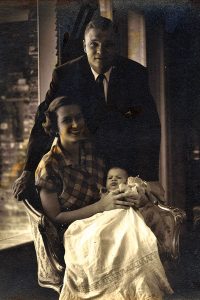 Bill, Pokey and baby Betsy in Avondale, 1951