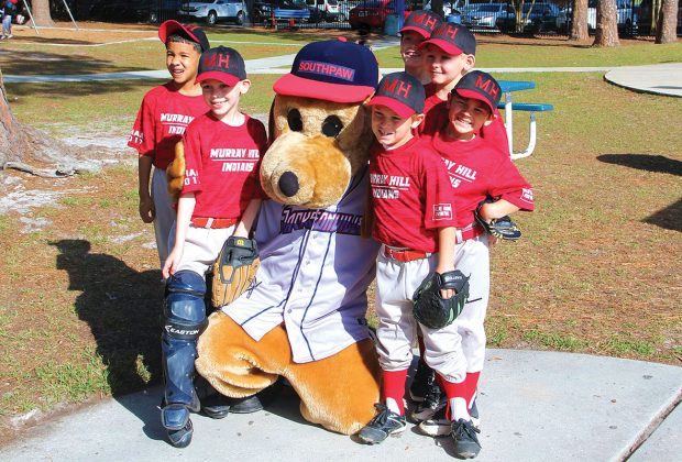 Jacksonville Jumbo Shrimp Mascot Southpaw made an appearance at Opening Day for the Murray Hill Athletic Association. (Photo by Mike Bonts)