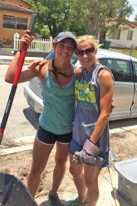 Janie and Hillary Citrano help with landscaping for seniors with special needs.