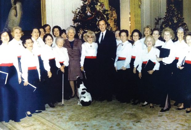 Former President George H.W. Bush and his wife, Barbara, were guests at Friday Musicale.