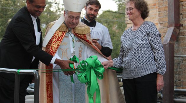 Bishop Estévez dedicates new accessible ramp, courtyard at St. Paul’s