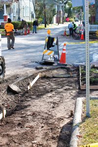 City of Jacksonville workers put in new ADA-compliant sidewalk ramps at the corner of Herschel and James Streets. 
