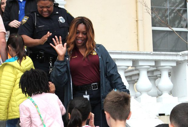 Members of the Jacksonville Sheriff’s Office greet West Riverside Elementary School students on the school’s second annual Kindness Day Feb. 14.