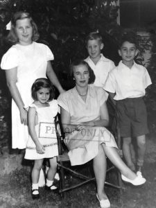 1948: Mary Frances Pierce (now Burton), Mimi Sherman, Ann Davin Sherman Pierce, George Pierce, Jr., and Jay Sherman