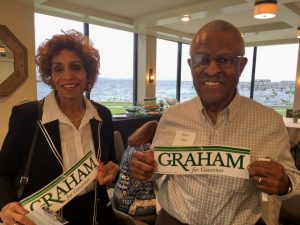 Gwen and Alton Yates at a fundraising soiree for Gwen Graham, a candidate for Florida governor.