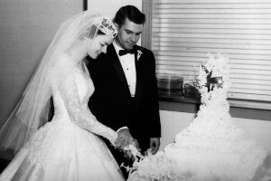 Blanche and Dan Coffman cut their wedding cake Oct. 8, 1960.