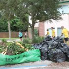 Bags of yard debris pile up at the Child Guidance Center.