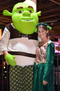 Shrek isn’t so scary – here, he gives us a big smile with his love, Fiona. (Photo credit: David Luck, Community Hospice & Palliative Care)