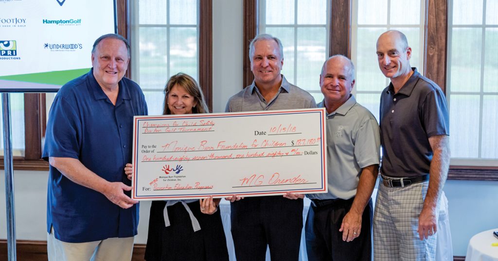 Tournament chairman MG Orender, MBF President and CEO Lynn Layton, MBF Chairman Ed Burr, and tournament honorary chairmen and pro golfers Mark McCumber and Jim Furyk. (Photo by Ingrid Wilson Photography)