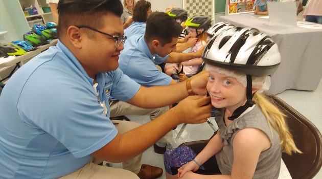Free helmets ensure students can bike to school safely