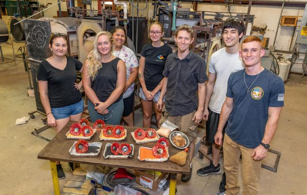 Art students create glass poppies  to commemorate World War I