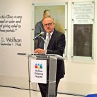 Baptist Health President and CEO Hugh Greene addresses the crowd during the unveiling of the Wolfson Children’s Hospital time capsule.