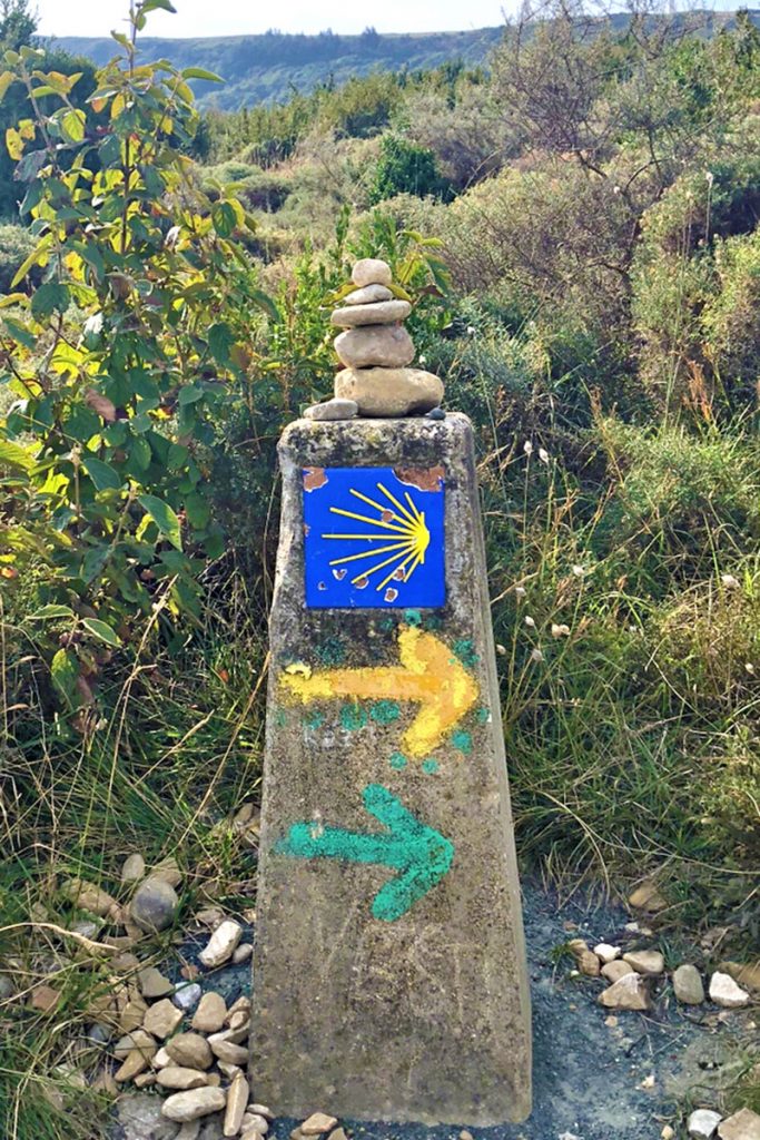 A trail marker along the El Camino de Santiago