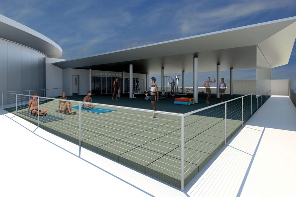 Rendering of third floor wellness area at the Winston Family YMCA