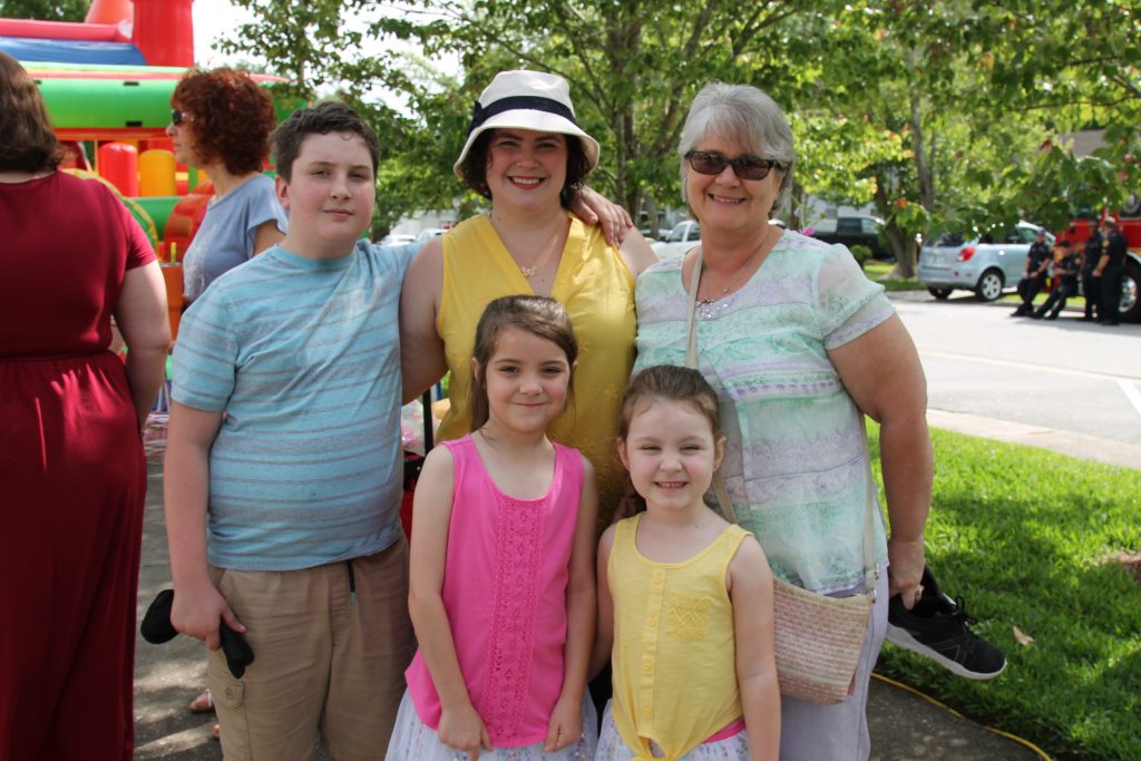Remy Steward, Jennifer Griffis and Pam Faulk (back) with Gillian and Rosalie Faulk at the Easter Eggstravaganza April 13 at Holy Trinity Anglican Church in Avondale.