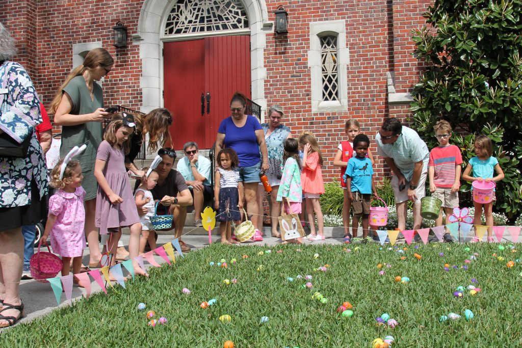 Children get ready to enter the Egg Patch during the first of several Easter egg hunts at Holy Trinity Anglican Church April 13.