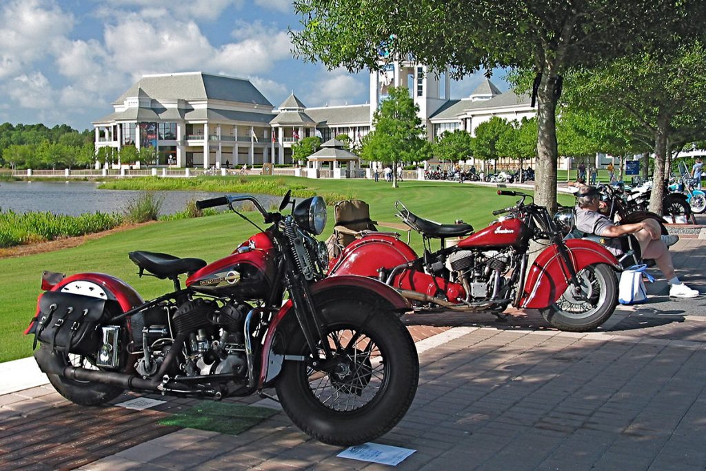 Bill Robinson, founding chairman of Riding into History, said this year’s show would include motorcycles such as the Harley Davidson, front, and the Indian.