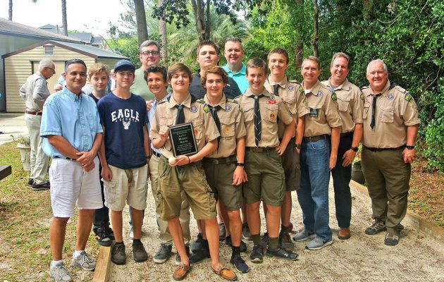Eagle Scout learns new game in building bocce court
