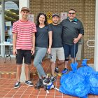 Twenty volunteers showed up in Murray Hill. From left: Alex Dyer, Jenine Spindola and her dog, Otis, Ryan Young, and site captain, Jose Lazcano