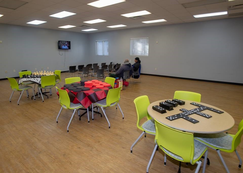 The Urban Rest Stop features an activity room where people experiencing homelessness can rest during the day.