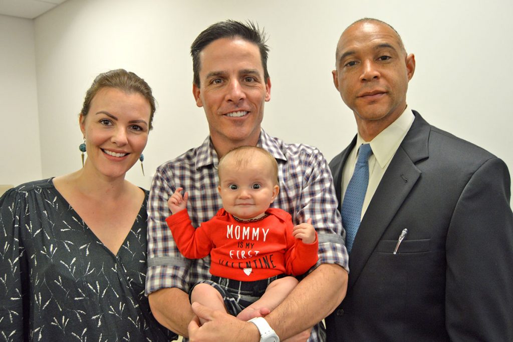 Jasmine and Curtis Dvorak with son Dax and Dr. Michael Shillingford, chief of Pediatric Cardiothoracic Surgery at Wolfson Children’s Hospital.