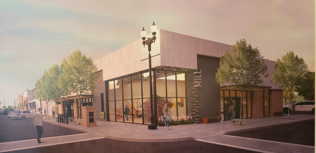 Artist’s rendering suggesting a concept for retail or restaurant planned for the corner of Edgewood Avenue and Plymouth Street in Murray Hill.
