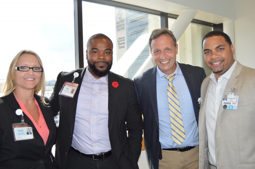 Beverly Wingate and Paris Owens, administrators with Nemours Children’s Specialty Care, Dr. Gary Josephson, Nemours chief medical officer, with Valentino Ford, director of surgery for Wolfson Children’s Hospital