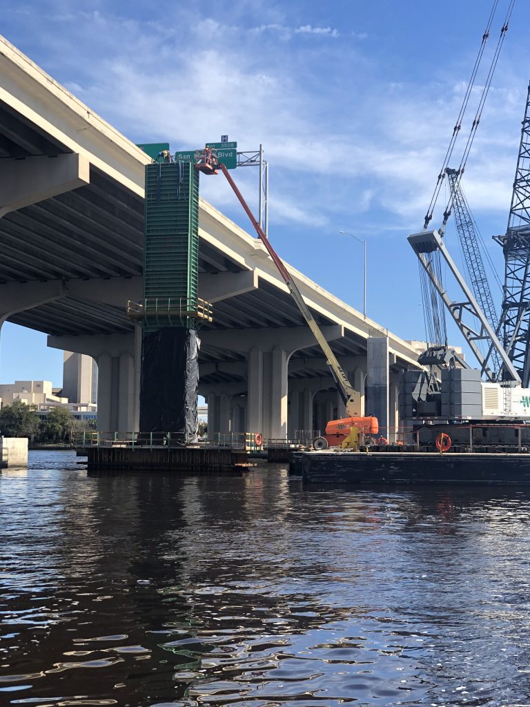 Work continues on the Fuller Warren Shared Use Path that will connect the Riverside and San Marco neighborhoods. (Photo courtesy of FDOT)