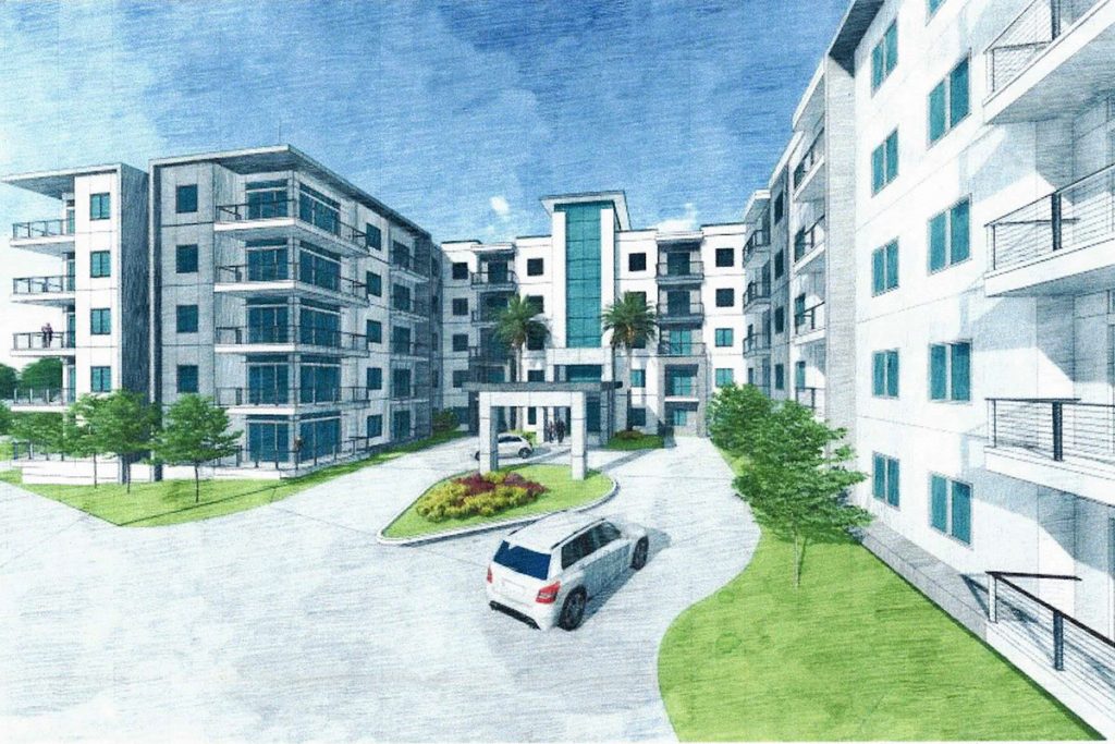Conceptual rendering of potential multi-unit residential proposed for property on the Ortega River.