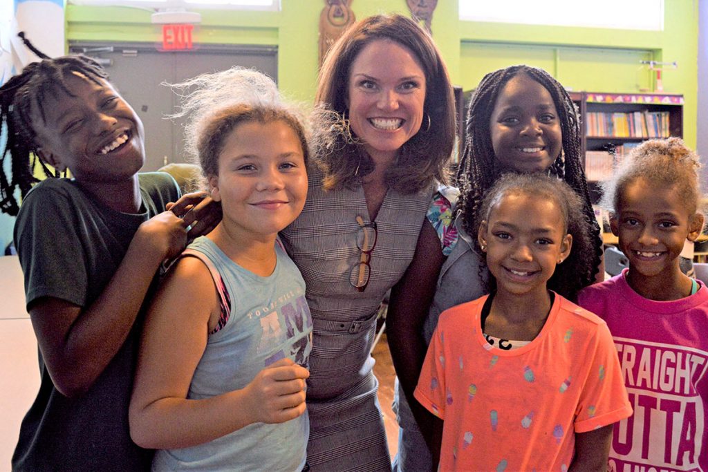 State Attorney Melissa Nelson met with the kids after Valentino Dixon’s speech.