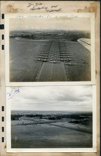 Original D-Day photos of double-tow gliders at Aldermaston Airfield in England from William Hicklin’s journal