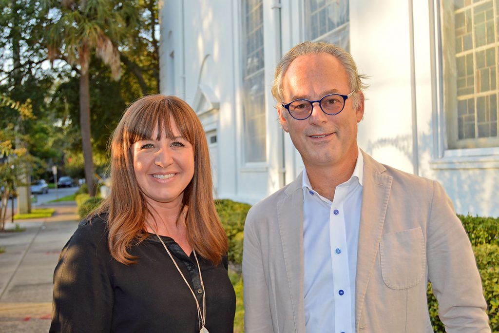 San Marco Books owner Desiree Bailey and Amor Towles, author of A Gentleman in Moscow and The Age of Civility.
