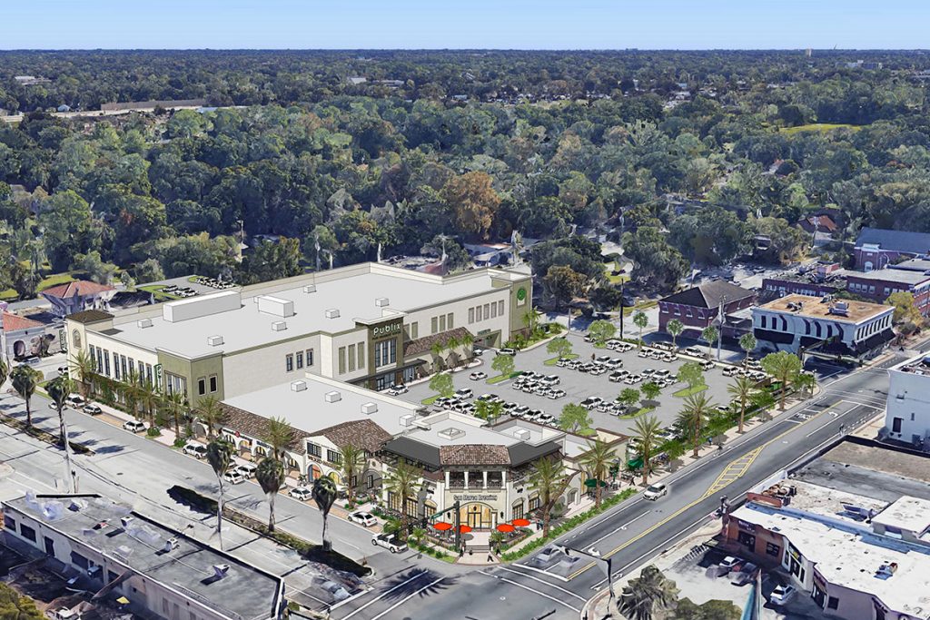 Birds’ eye view of the proposed East San Marco Shopping Center Regency plans to build at the corner of Hendricks Avenue and Atlantic Boulevard.