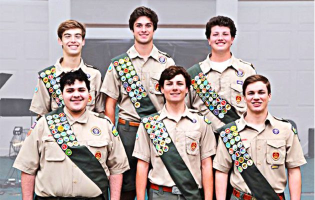 Six Boy Scouts from Troop 2 fly up to Eagle