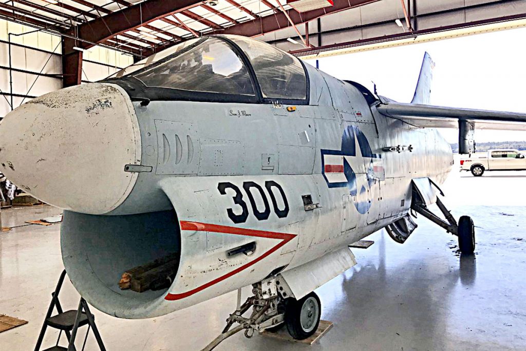 The restored A7, retired from NAS Cecil Field Master Jet Base, that will join three other craft at the completion of phase I of the project.